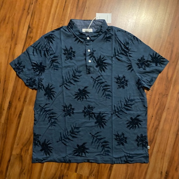 Free Assembly Other - Free Assembly Men’s Short Sleeve Jersey Polo Color Blue Palm Size XXL